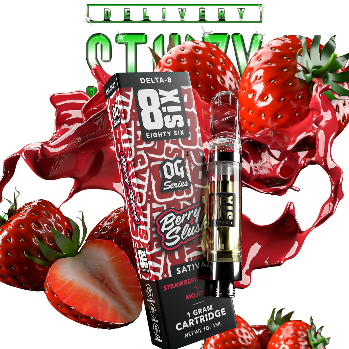 Cartucho Berry Slush Delta-8 (Strawberry + Mojito)